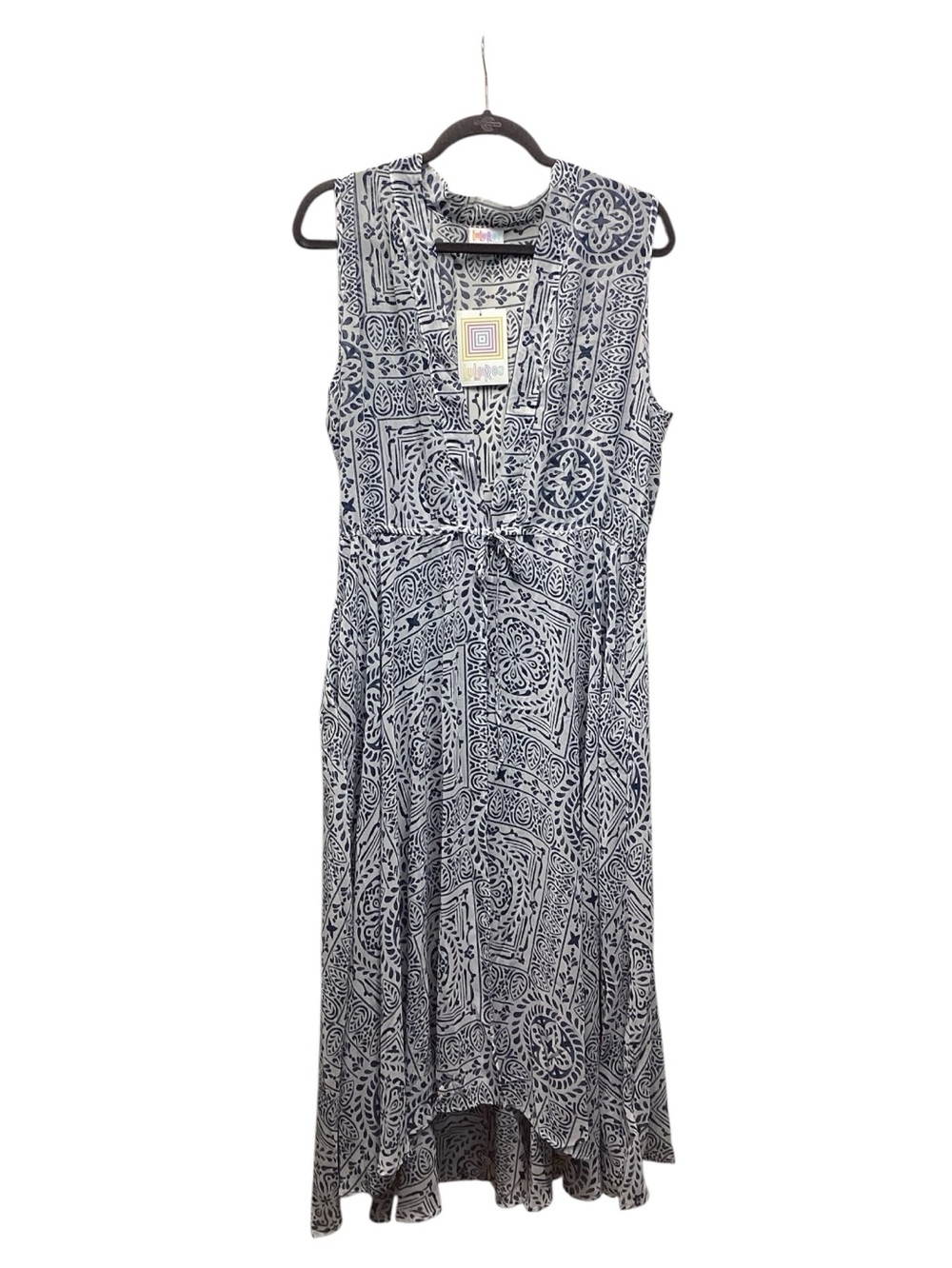 LulaRoe Breezy Boho Resort Overlay. Blue And White Mosaic Print. Medium